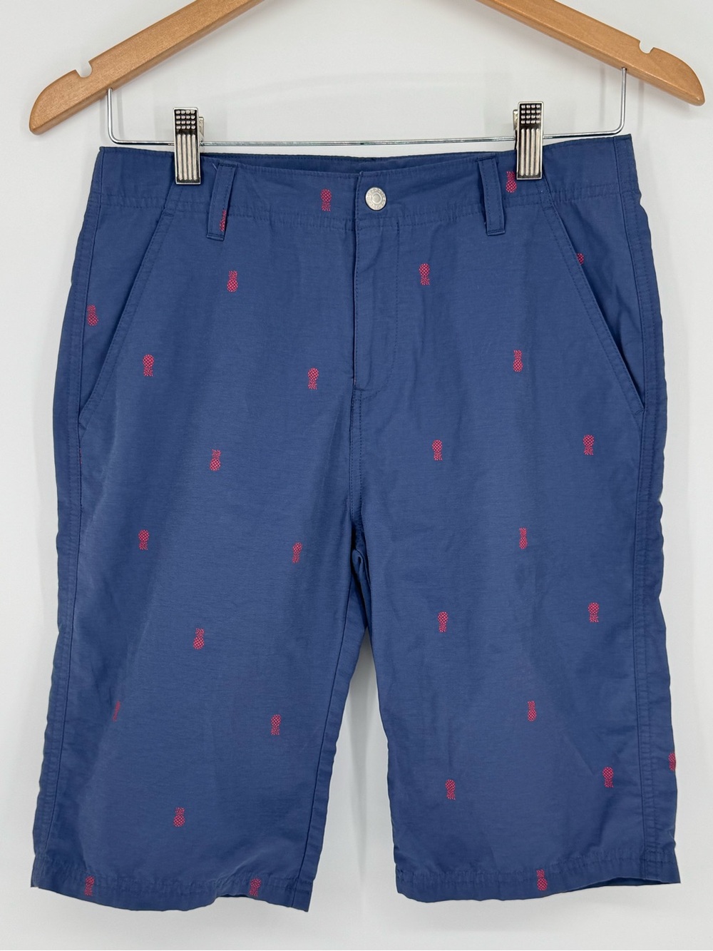 IZOD Boys XL (14/16) Blue/Red Printed Pineapple Chino Shorts Adjustable Waist